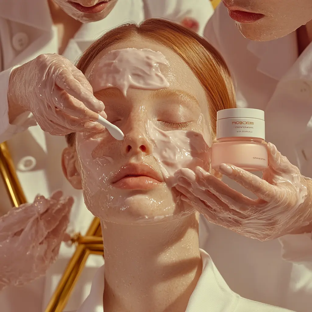 피부과에서 시술받는 여성 이미지