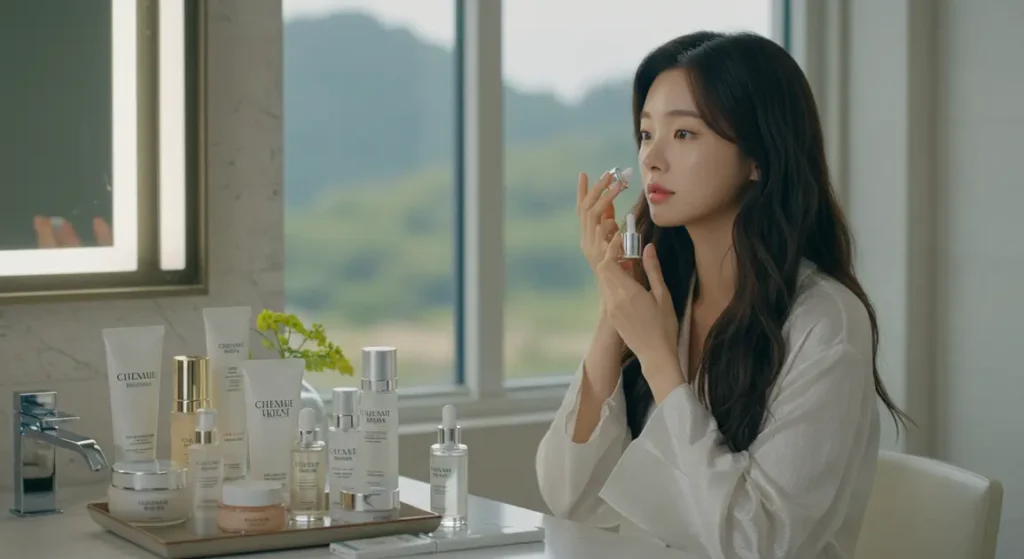 셀레브리티 셀프홈케어 루틴 홈케어 관리 따라하는 여성