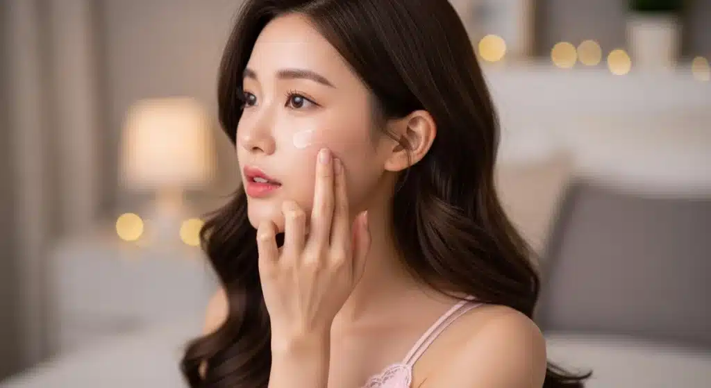 오일과 워터를 사용하여 클렌징을 하는 여성