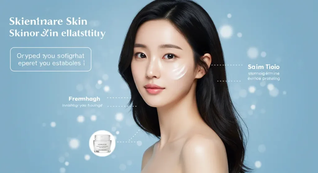 피부관리하는 법을 알려주는 여성 이미지