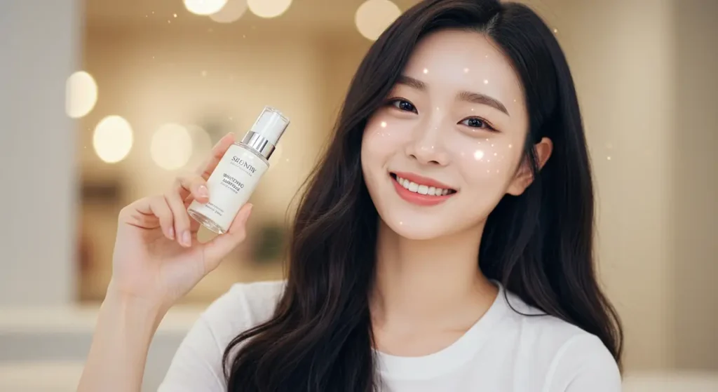 집에서 피부 보습하는 여성 이미지