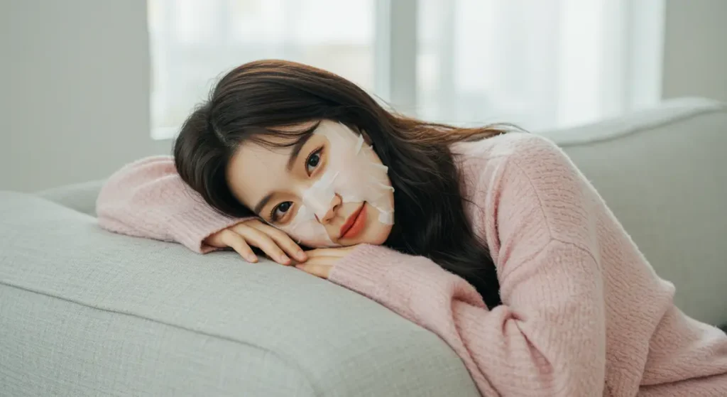 환절기 피부관리하는 여성