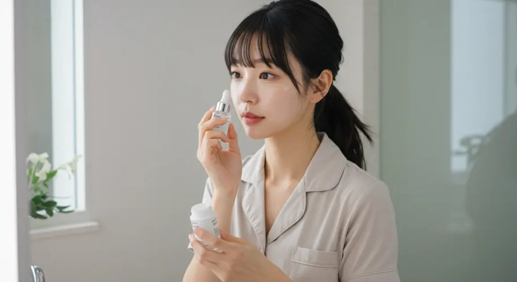 리포좀세럼으로 피부 레이어링중