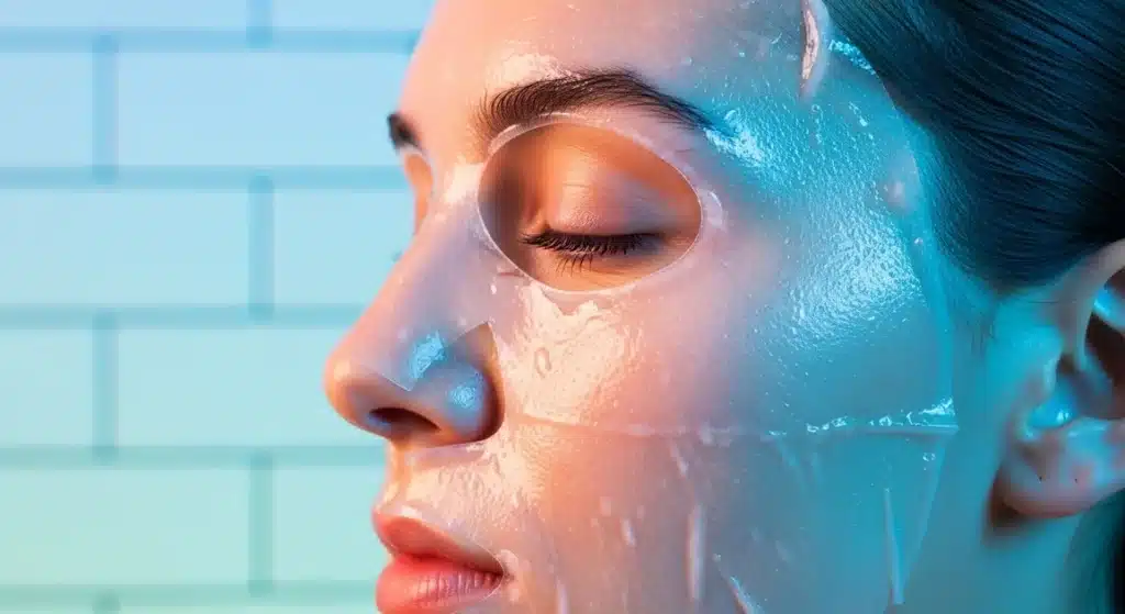 피부진정 마스크로 피부관리 여성