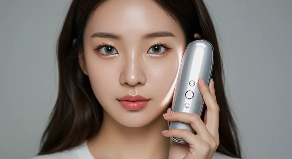 ai 기기를 사용하여 스킨케어하는 여성