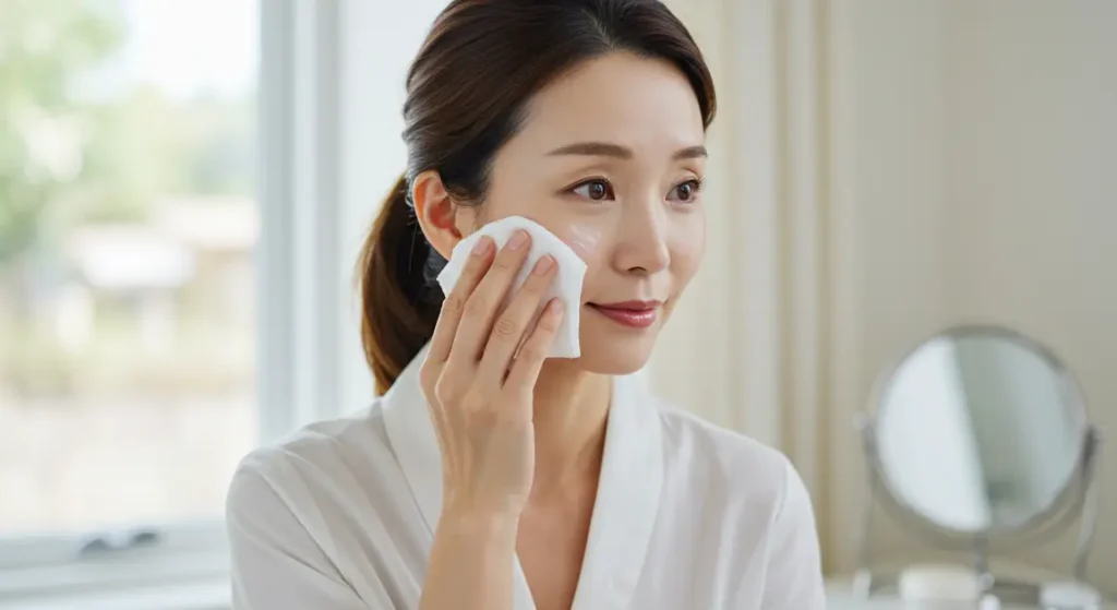 겨울철 피부 톤업하는 여성