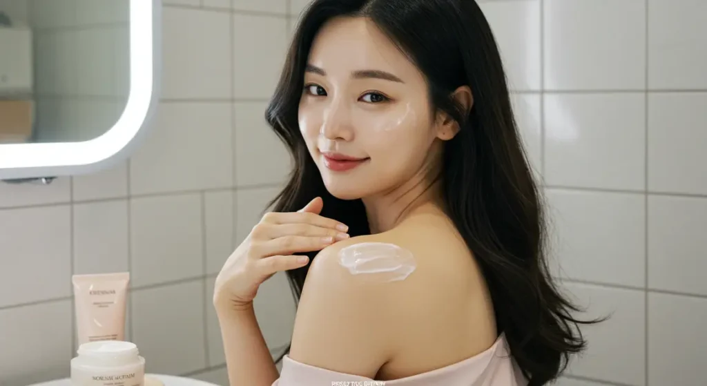 바디로션을 바르는 여성