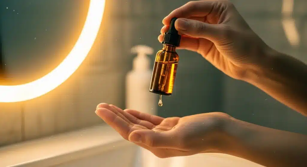 리프팅 제품을 바르려는 이미지