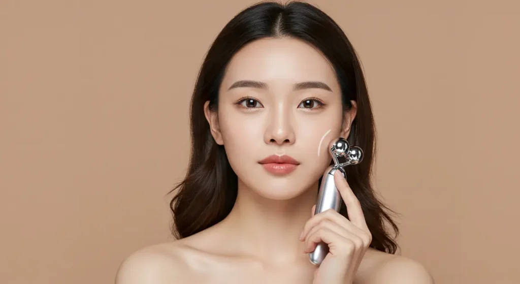 피부요철을 디바이스로 관리하는 여성