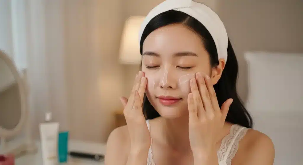 피부요철을 관리하여 원인파익중인 여성