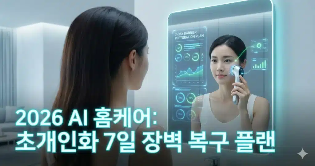 ai로 홈케어 피부관리하는 여성